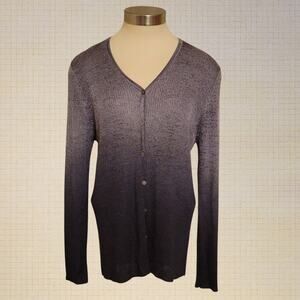 Ombre Purple Metallic Tinsel Cardigan Rafaella Vintage 80s 90s Womens Large